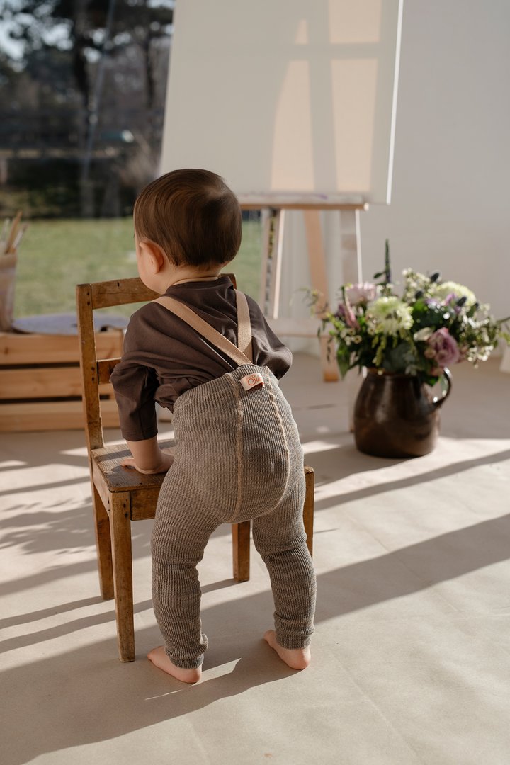 Silly Silas Footless Suspender T - Charcoaly Brown