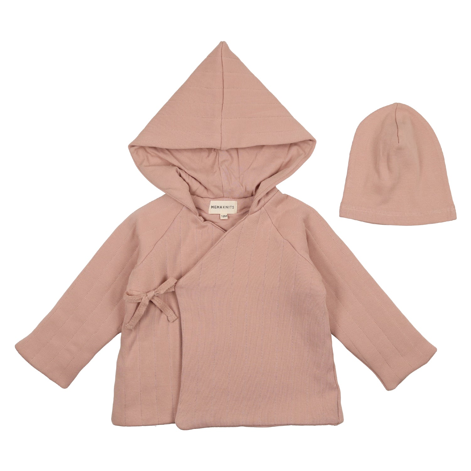 Mema Knits Jacket With Beanie - Old Rose