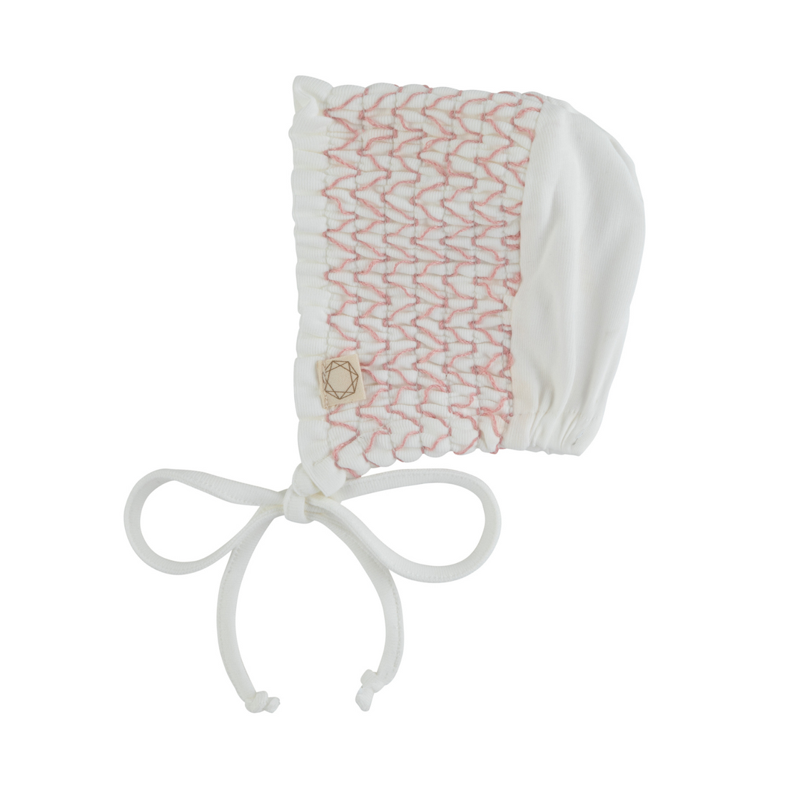 Smocked Bonnet - White/light Pink