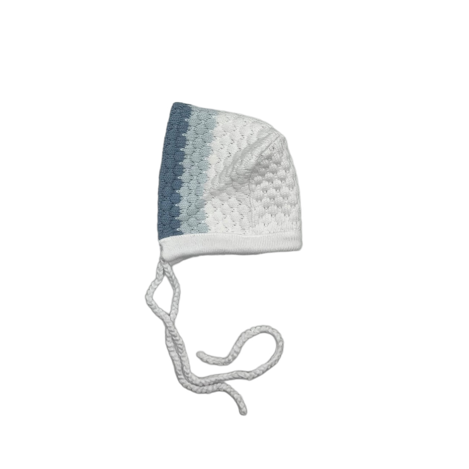 Knitted Bonnet - White/blue