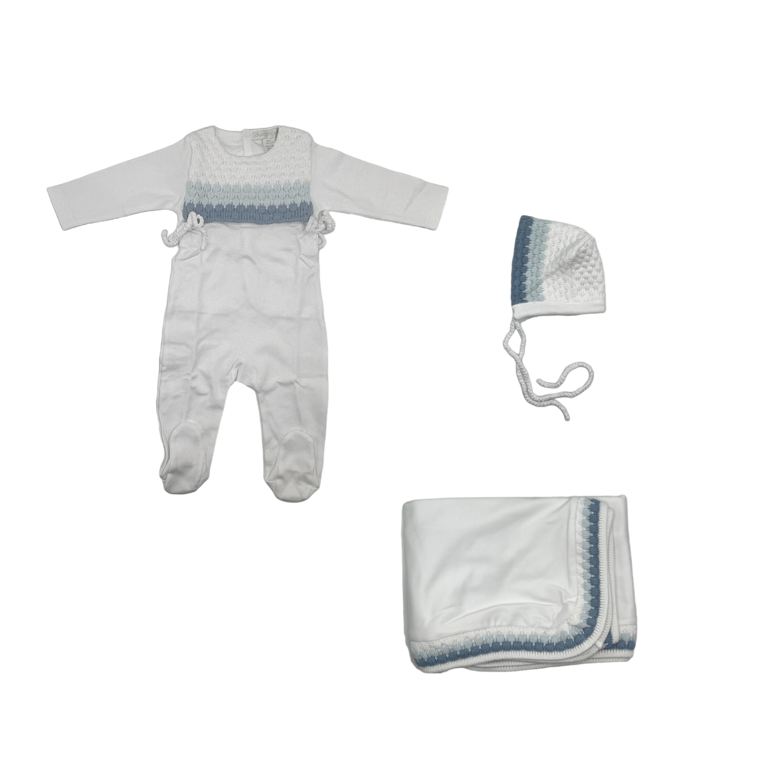 Knitted Take Me Home Set - White/blue