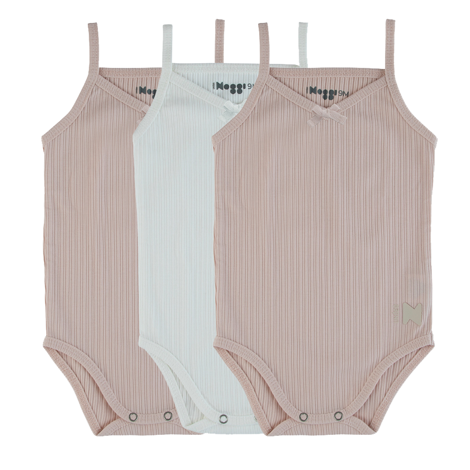 3Pk Ribbed Bodysuits - Mauve/white