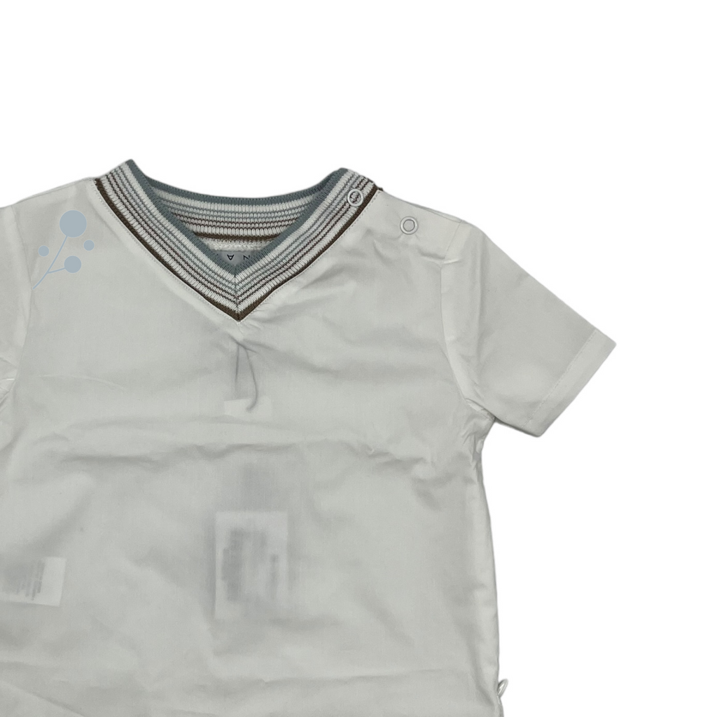 Mann V-Ribbed Shirt - White/powder Blue