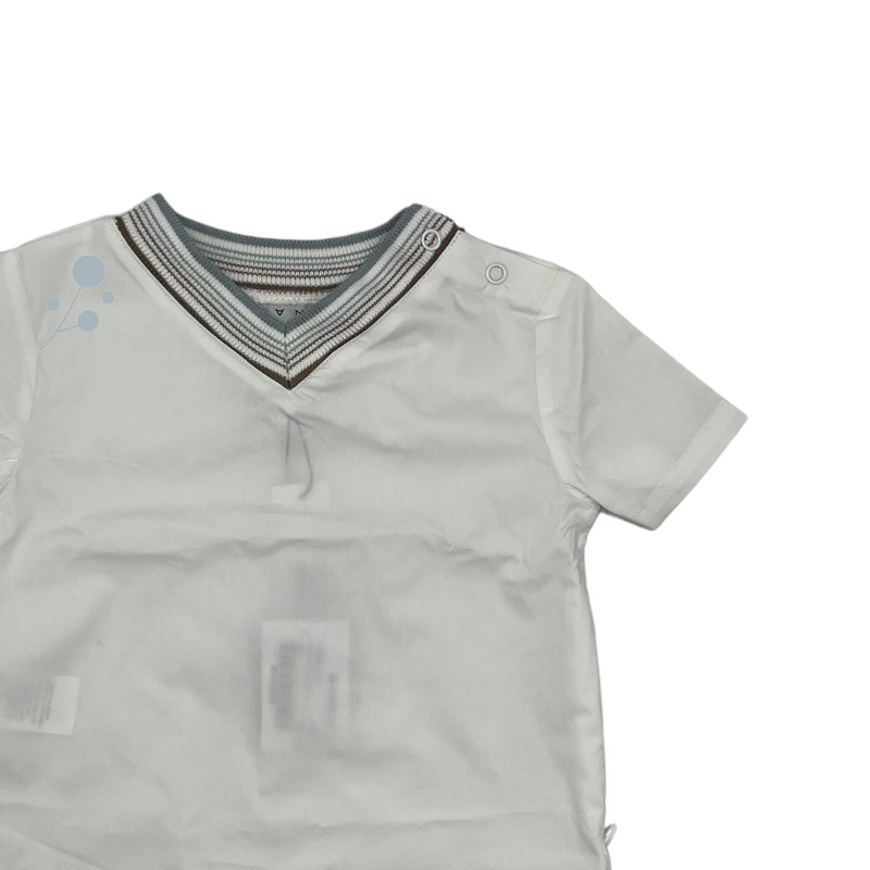 V-Ribbed Shirt - White/powder Blue