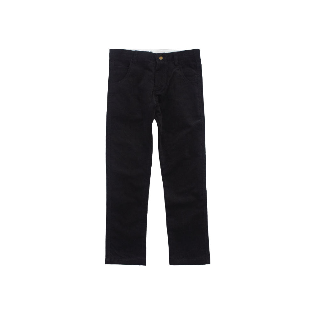 Rib Suede Slim Pants - Black
