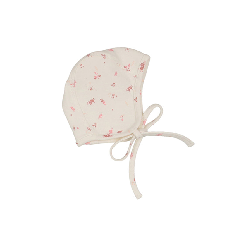 Bee & Dee Floral Cotton Footie With Bonnet - Rose Blush