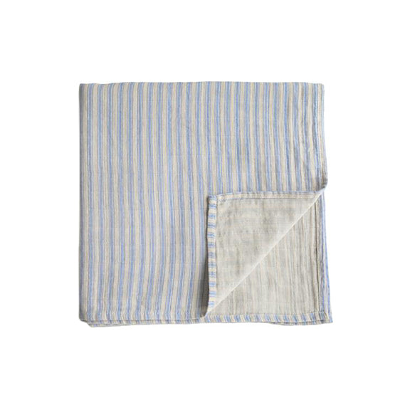 Mushie & Co.  Muslin Swaddle Blanket  - Blue Stripe