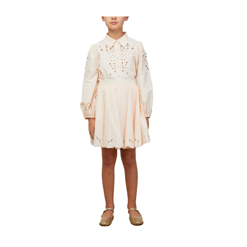 Petite Amalie Camilla Shirt And Skirt - Peach/white