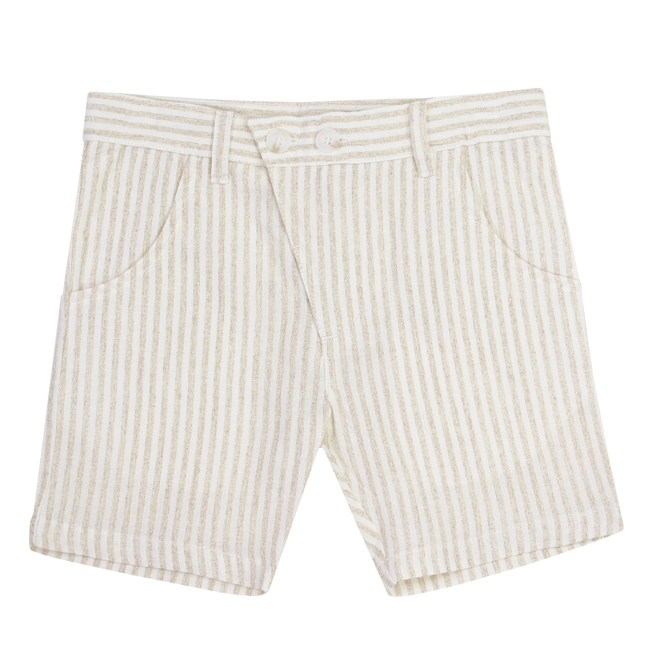 Crew Kids Striped Linen Shorts - Stone