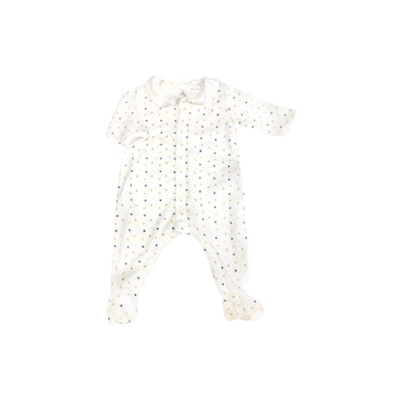 Petit Bateau Front Snap Multi Heart Print With Collar - White Multi