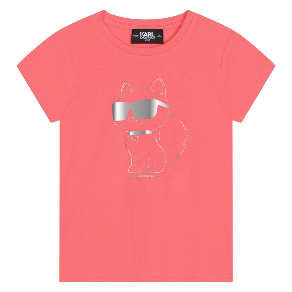 Karl Lagerfeld Tee With Silver Choupette - Tomato