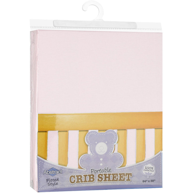 Abstract Portable Crib Sheet Solid Colors - Pink