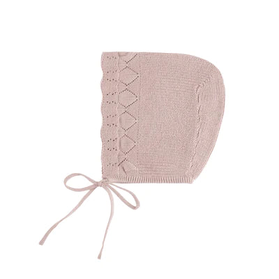 Pippin Diamond Knit Bonnet - Soft Blush