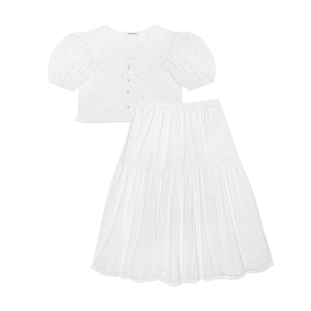 The New Society Antonella Blouse And Skirt - Off White