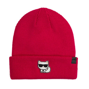 Karl Lagerfeld Beanie With Karl Patch - Pink
