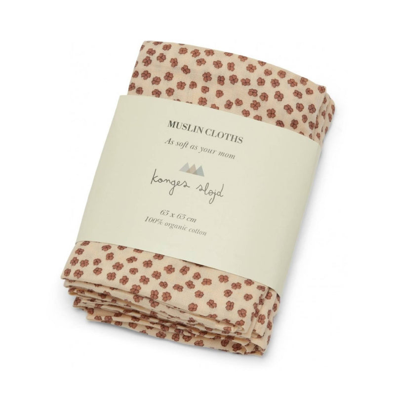 Konges Slojd 3 Pack Muslin Cloth - Buttercup Rosa