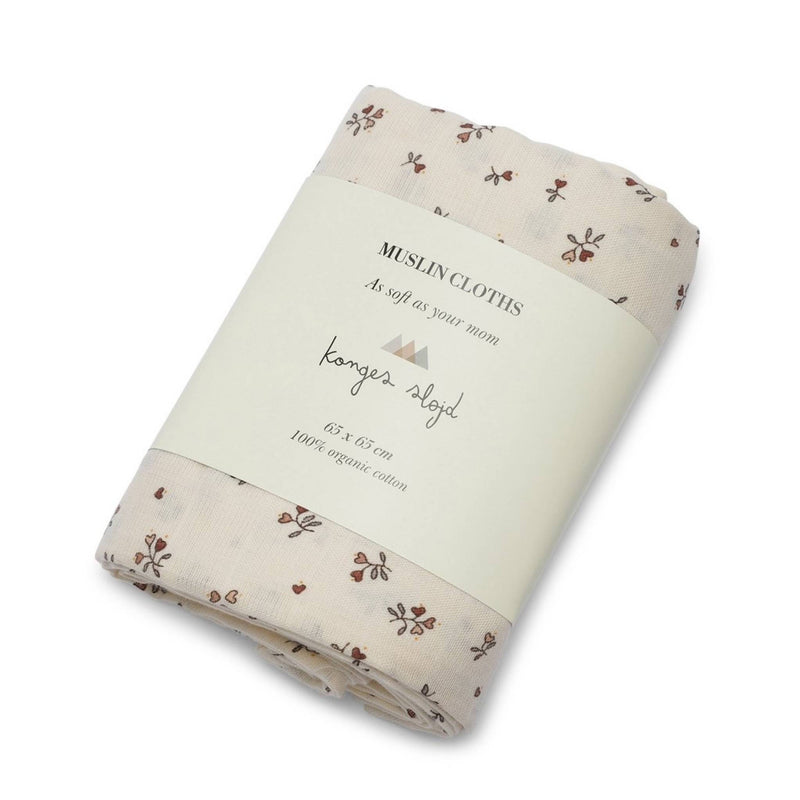 Konges Slojd 3 Pack Muslin Cloth - Petit Amour Rose