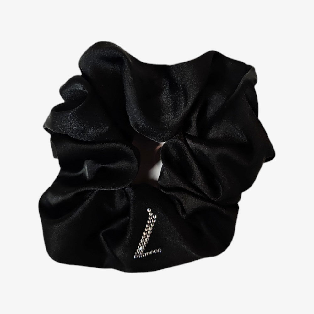 Lalou Matte Satin Scrunchie - Black