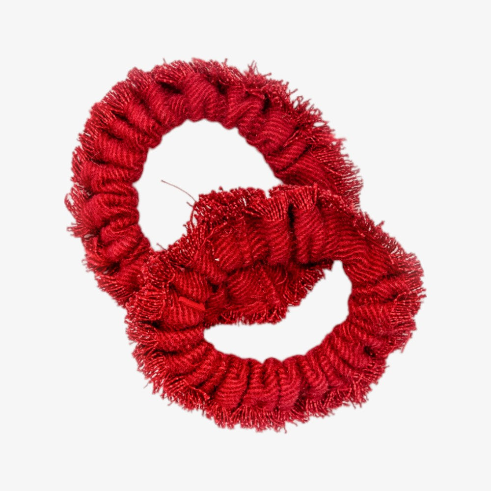 Lalou Frayed Mini Scrunchies - Red