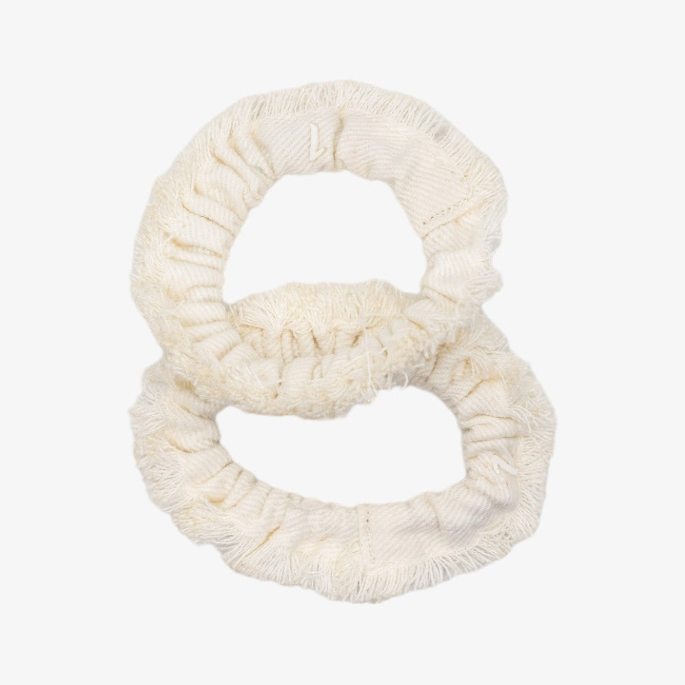 Lalou Frayed Mini Scrunchies - White