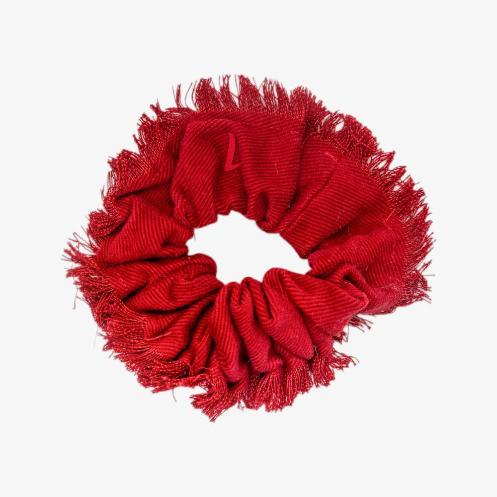 Lalou Frayed Scrunchie - Red