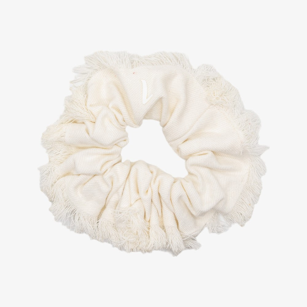 Lalou Frayed Scrunchie - White