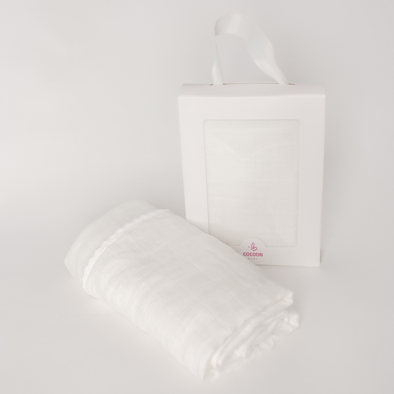 Cocoon Baby Muslin Blanket - White
