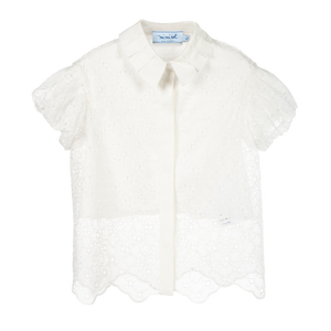 Mimisol Eyelet Shirt And Skirt - Cream