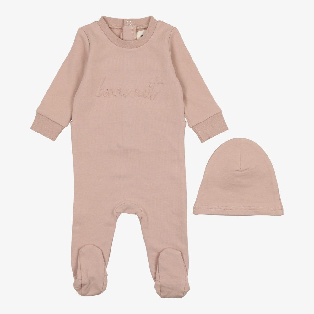 Mema Knits Logo Footie And Beanie - Pink