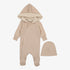 Mema Knits Hooded Footie And Beanie - Taupe