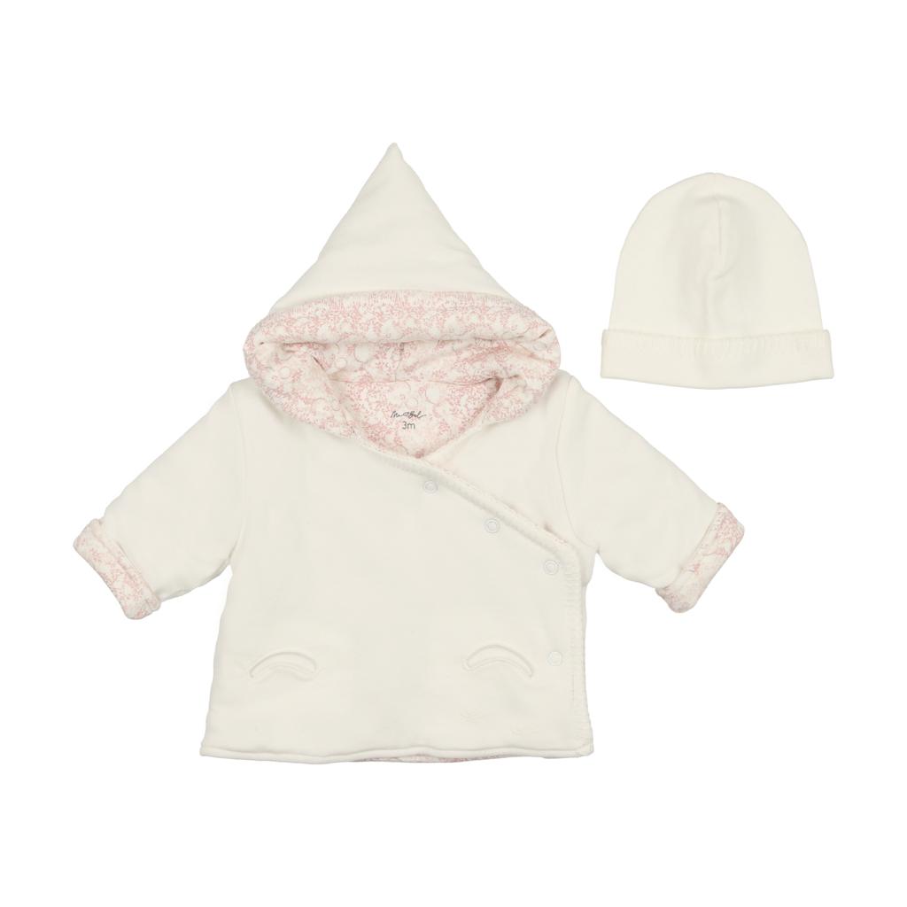 Mabel Jacket With Beanie - White/tea Rose