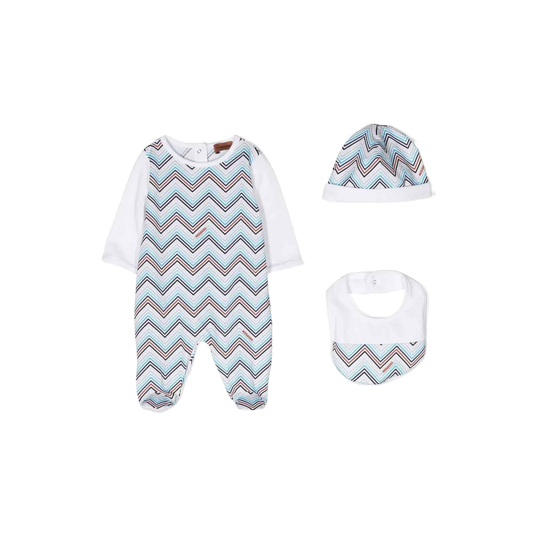 Patterned Footie Set - White/blue