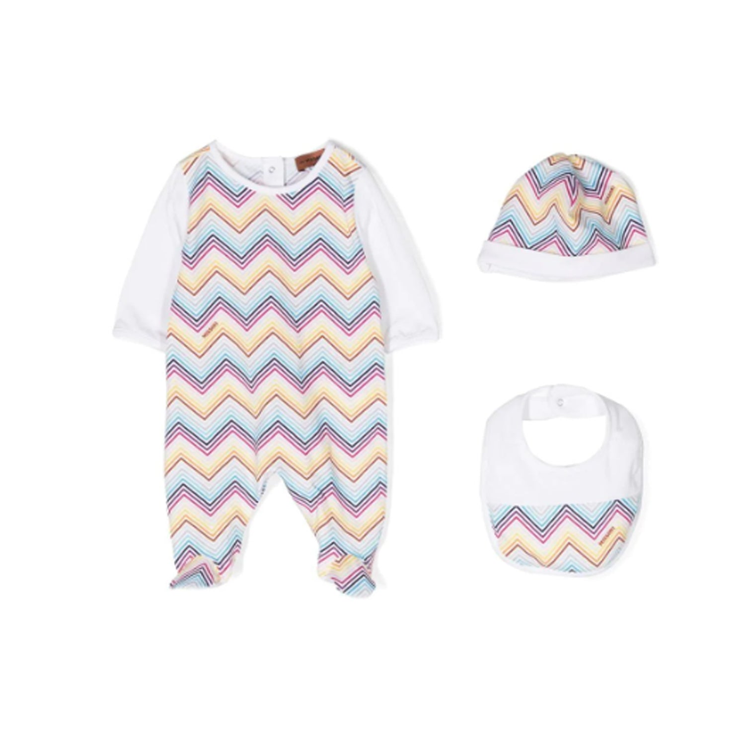 Patterned Footie Set - White/multi