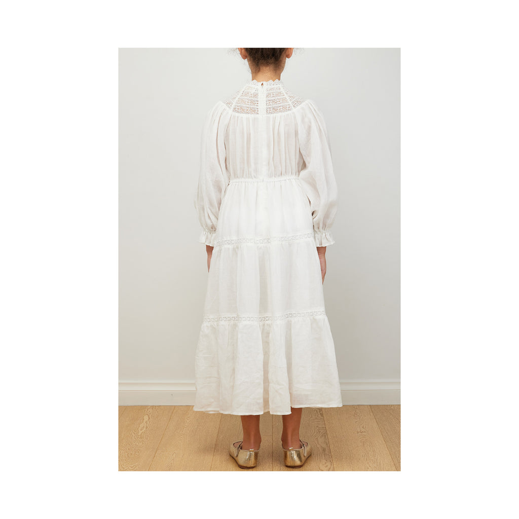 Petite Amalie Long Heirloom Dress - White