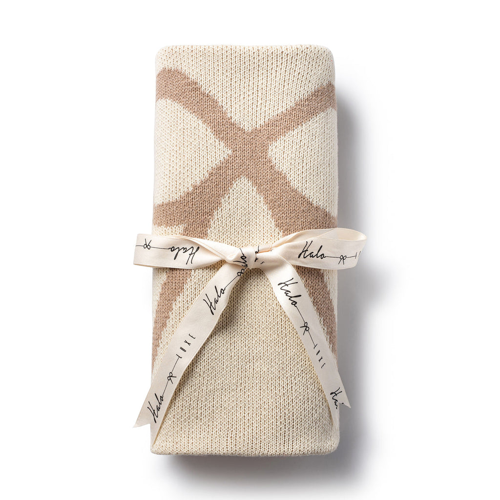 Halo Luxe Bow Knit Blanket - Neutral/taupe