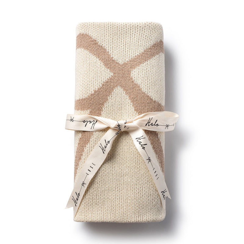 Bow Knit Blanket - Neutral/taupe