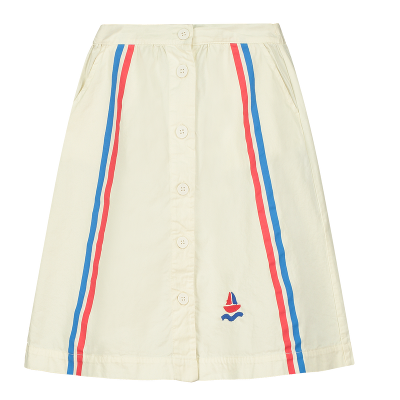 Bonmot Side Stripe Long Skirt - Ivory