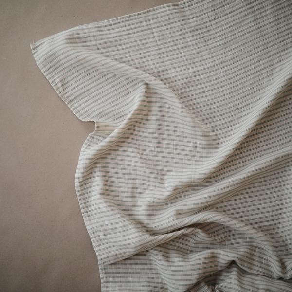 Muslin Swaddle Blanket  - Sage Stripe