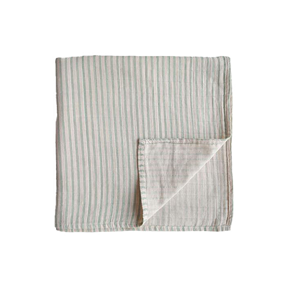 Muslin Swaddle Blanket  - Sage Stripe