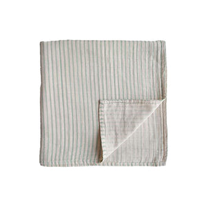 Mushie & Co.  Muslin Swaddle Blanket  - Sage Stripe