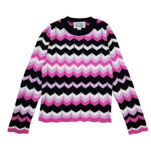Autumn Cashmere Chevron Stitch Sweater - Black/bubblegum/whit