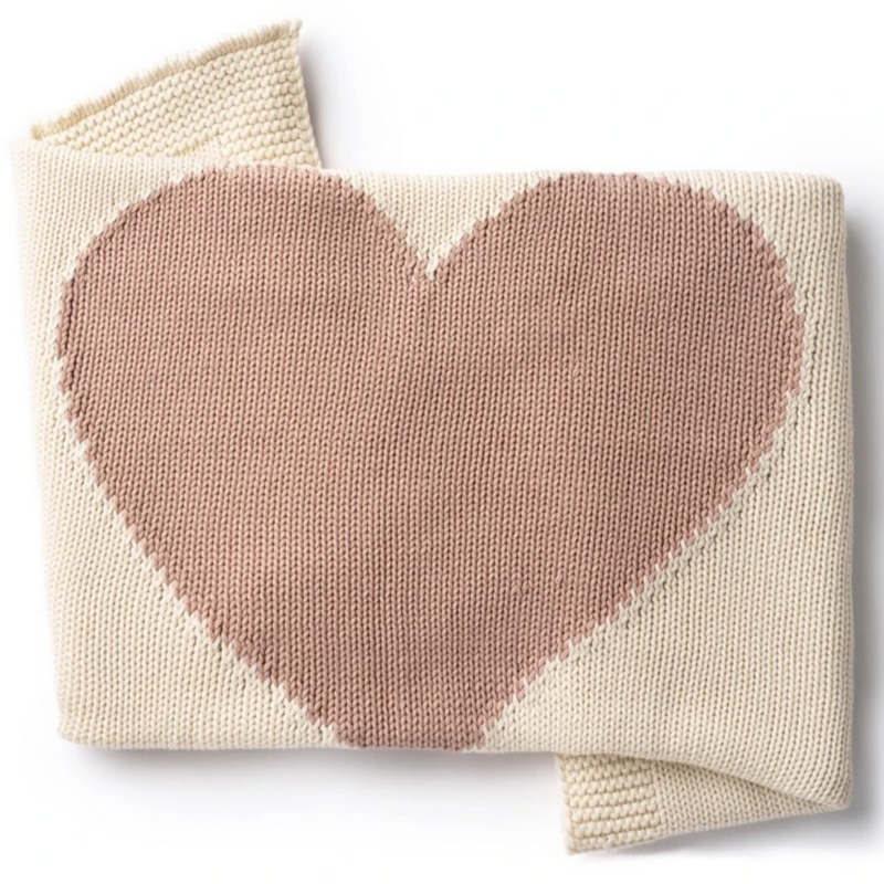 Domani Home Heart Blanket - Natural/pink