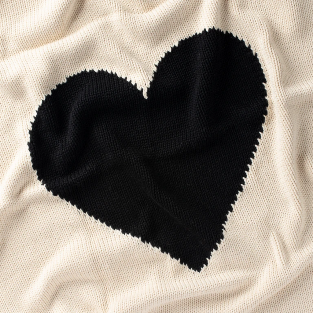 Domani Home Heart Blanket - Natural/black