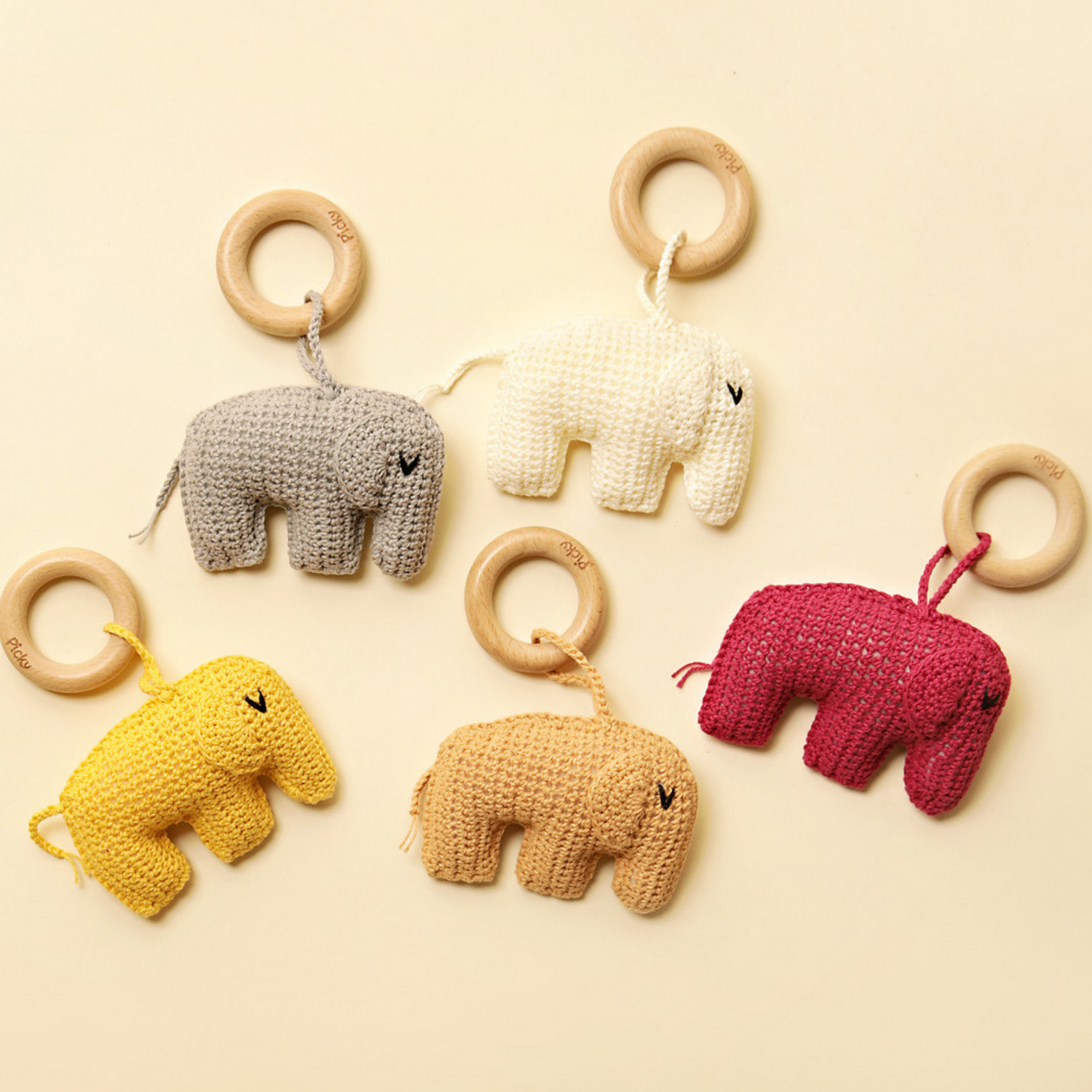 Elephant Rattle Teether - Burgandy