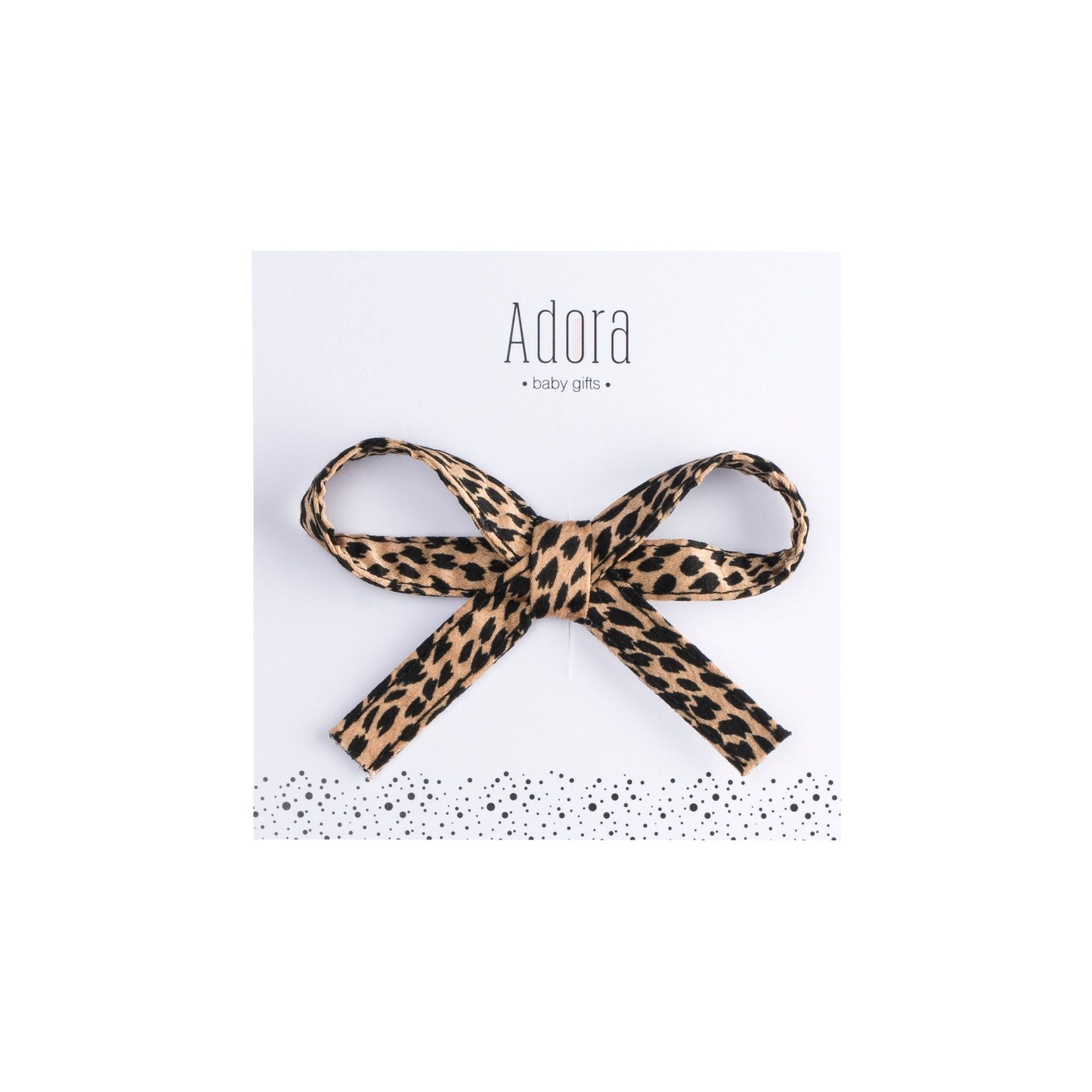 RIBBON BOW CLIP - Tan Speckled