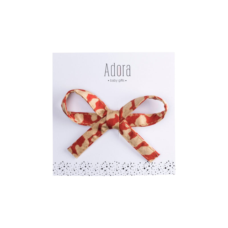RIBBON BOW CLIP - Red Leopard