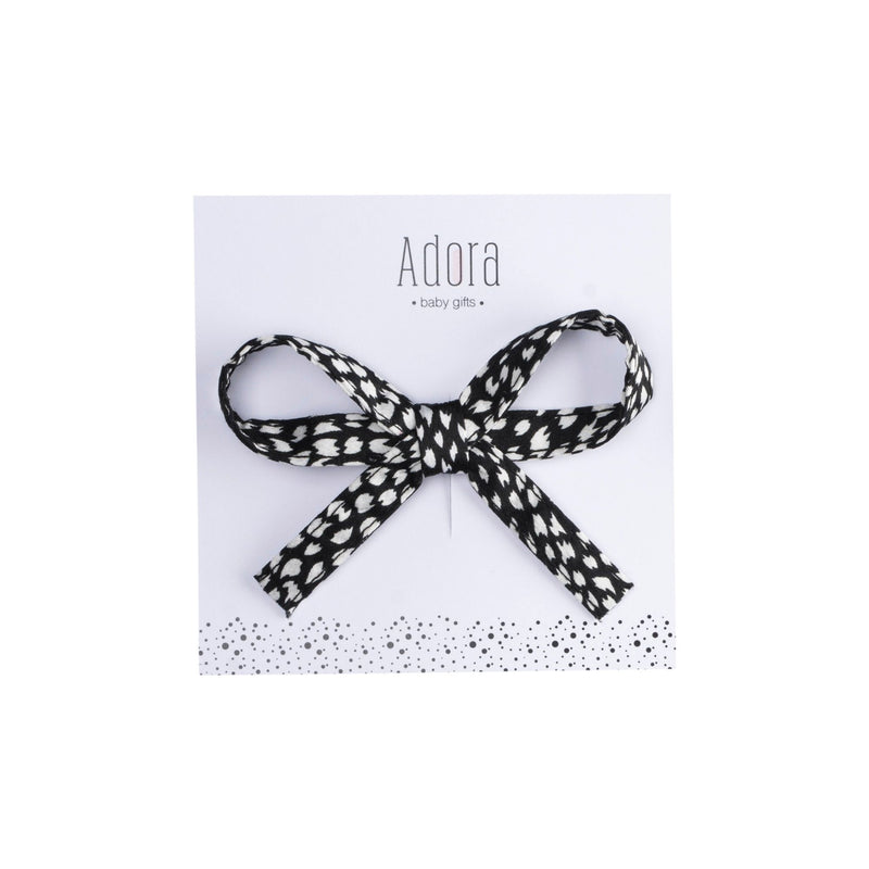 RIBBON BOW CLIP - Black Speckled