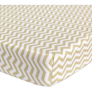 Abstract Chevron Print Standard Crib Sheet  - Beige