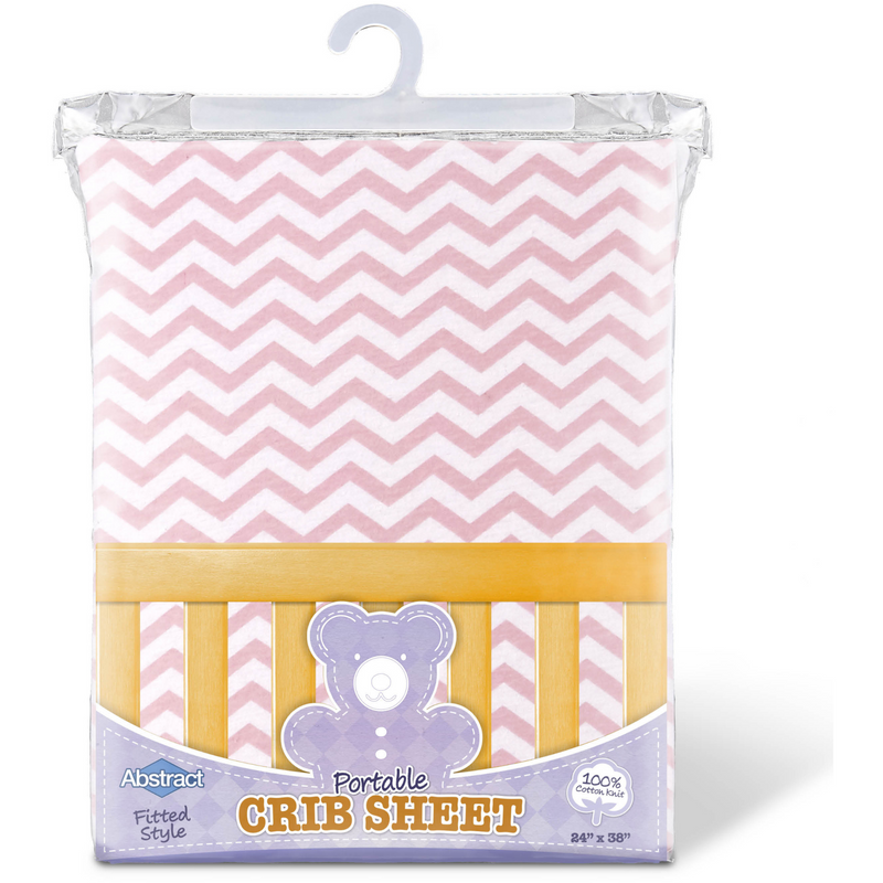 Abstract Portable Crib Sheet Chevron - Pink