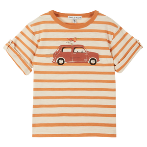 Emile et Ida Car Tee Shirt - Orange/ecru